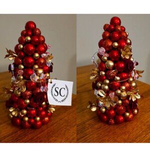 NWT Salzburg Creations SC RED/GOLD BEADED VALENTINE Tree 7"